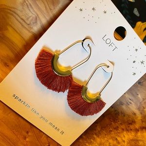 NWT Loft Fringe Fan Drop Earring Burnt Sienna